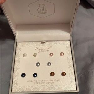 Genuine freshwater pearl sterling silver earrings